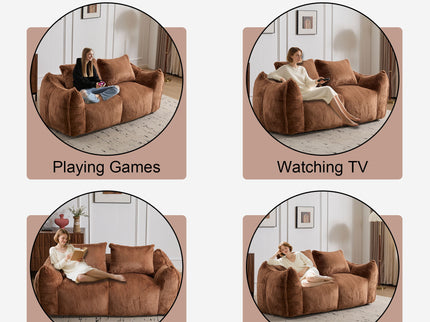 Giant Bean Bag Couch, Ultra Soft Fluffy Loveseat For Living Room