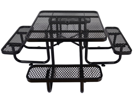 Square Outdoor Steel Picnic Table, With Umbrella Pole