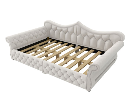 Upholstered Daybed With LED Lighting And Nailhead Trim