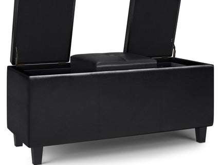 Avalon - Tray Storage Ottoman With Lift Up Lids - Midnight Black