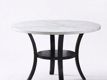 Round Dining Table With Open Bottom Shelf - Black / White