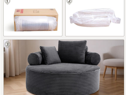 Round Sofa Bed With 3 Pillows For Living Room