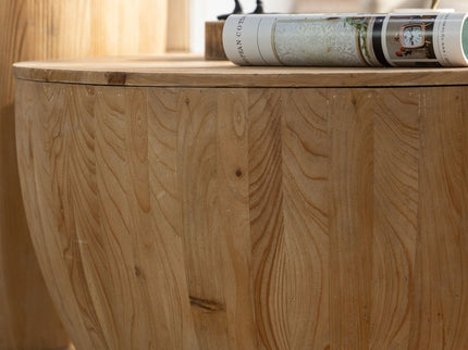 Vintage Style Barrel Coffee Table With Storage