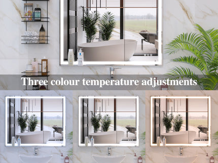 LED Bathroom Vanity Mirror Wall Mounted Adjustable / Warm / Natural Lights Anti-Fog Touch Switch With Memory Modern Smart Large Bathroom Mirrors