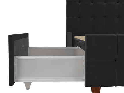 King Upholstered Bed With Storage - Black