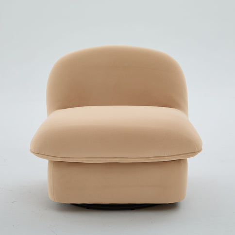 Pumpkin Shaped Swivel Accent Chair, 360 Degree Rotation For Living Room