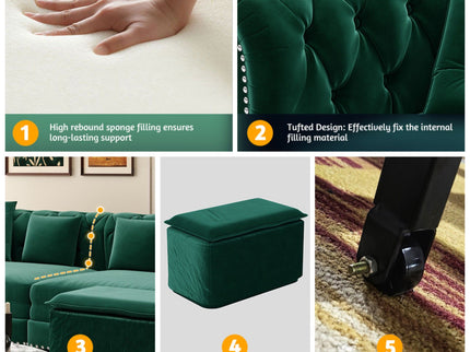 3 In 1 Convertible Sleeper Sofa Bed With Movable Ottoman