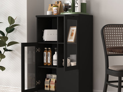 Modern Cabinet With Glass Doors And Drawer
