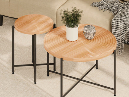 Coffee And End Table Set Waterproof Cover (Set of 2) - Natural Wood / Brown