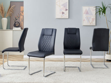 Modern Dining Chairs With Padded Seat, Metal Legs