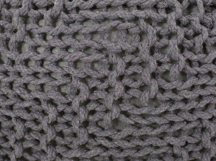 Hazel - Modern Knitted Cotton Yarn Round Pouf With Eco Friendly Pet Fibers - Dark Gray