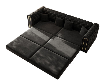 3-In-1 Convertible Sleeper Sofa With Movable Ottoman For Living Room