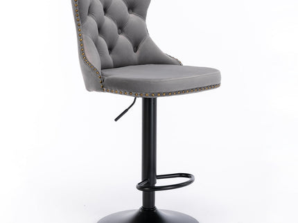 Swivel Barstools Adjusatble Seat Height, Modern Upholstered Bar Stools With Backs Comfortable Tufted For Home Pub And Kitchen Island (Set of 2)