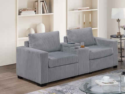 Elegant Simple Sofa Set With Console Cup Holder And Loveseat