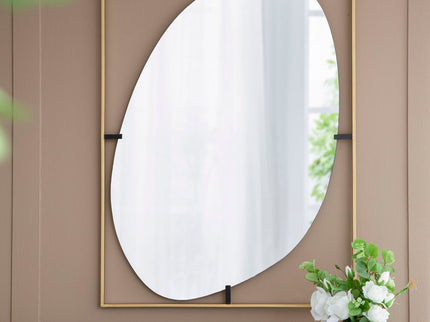 Poppy Mirror With Metal Frame Contemporary Design For Bathroom, Entryway Wall Decor