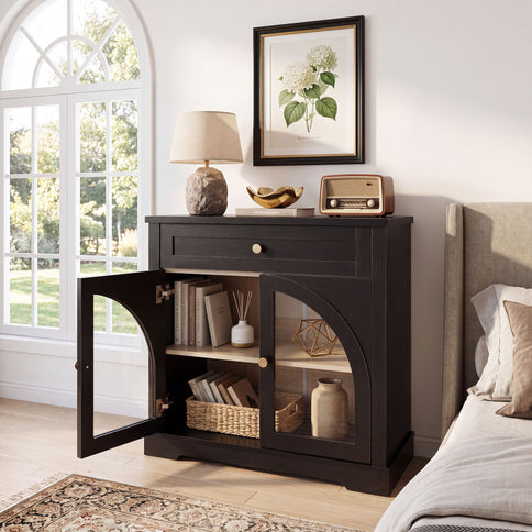 Modern Sideboard Cabinet With 1 Drawer And 2 Arched Doors