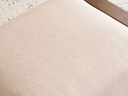 Sleek And Stylish Ottoman Polyester With Rubberwood Legs - Beige