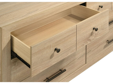 Merritt - 6 Drawer Dresser With Mirror - Light Oak
