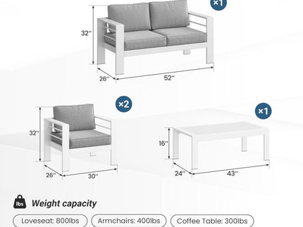 Outdoor Patio Set With All-Weather Thick Cushions