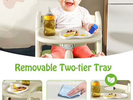 Multifunctional Growing Up Dining Chair With Adjustable Height And 5 Point Seat Belts