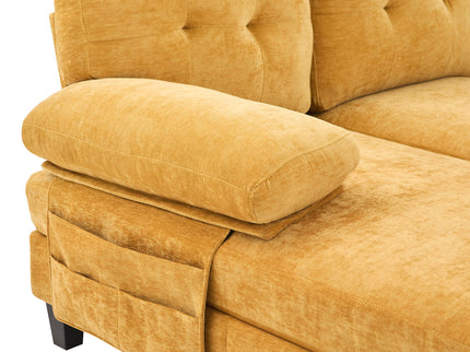 U-Shaped Sectional Sofa 103.5" Fabric Couch With Dual Chaise Lounges, Storage Pockets, Armrest Pillows