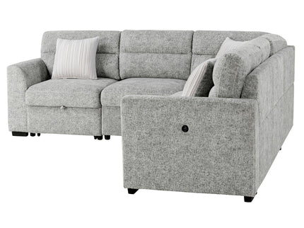 Emiliano - Sectional Sofa With 3 Pillows - Nickel