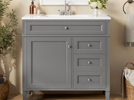 Bathroom Vanity With Top Sink, 2 Drawers, Tip Out Drawer