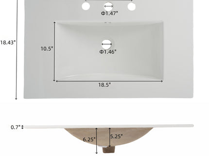 Bathroom Vanity With Ceramic Sink, Adjustable Shelf & Tip Out Tray