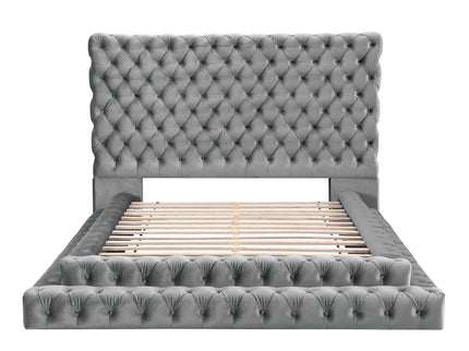 Tufted Oversized Headboard Platform Bed With Fully Upholstered Frame