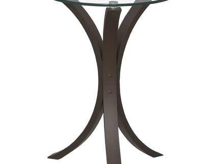 Helena - Round Glass Top Accent Side Table - Cappuccino