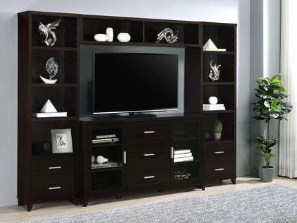 Media Tower With And Drawer With Adjustable Shelves Handles - Brown