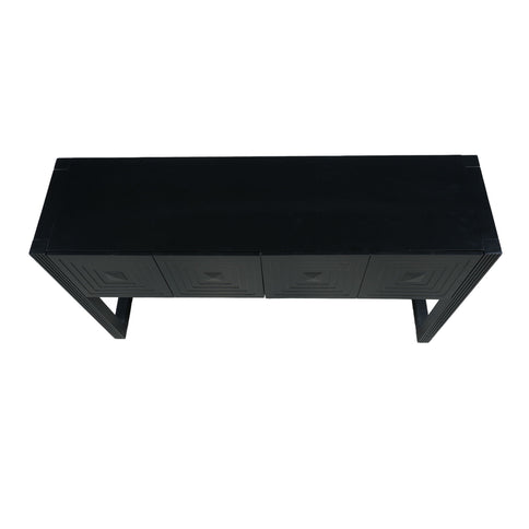 Geometric Carved Console Table With 3 Soft Close Drawers