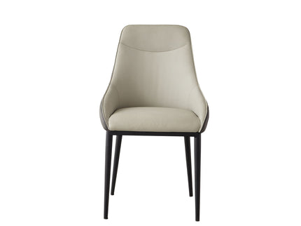 Modern Dining Chair Set Upholstered Seats Steel Metal Legs 2 Tone Contemporary Kitchen Living Room Furniture (Set of 2) - Black / Gray
