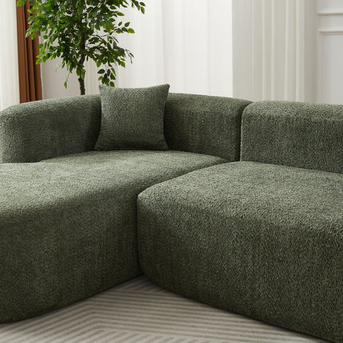 L - Shape Boneless Cloud Couch With 2 Throw Pillows For Living Room