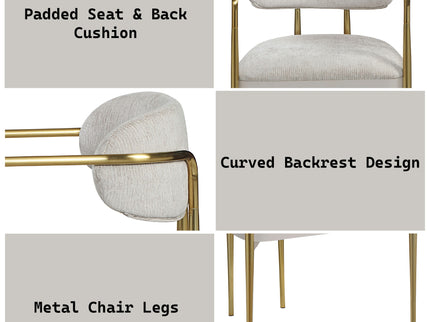 Zayn - Arm Chair (Set of 2) - Beige / Gold