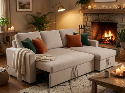 L - Shaped Convertible Sofa Bed With Storage Chaise
