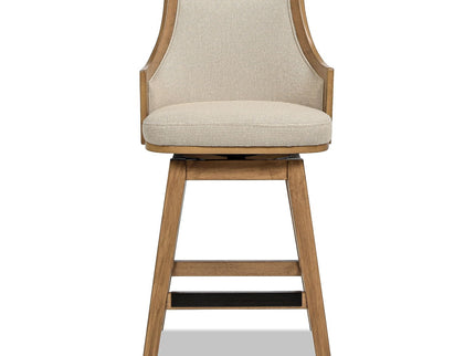Bahama - Cane High Back Swivel Counter Stool With Recessed Arms Textured Weave - Taupe Beige