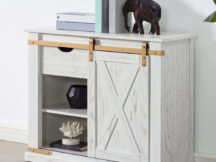 Console Table With Storage Drawer And Open Shelves - Antique White / Gold