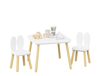 Rabbit Themed Table And 2 Chairs Set - White