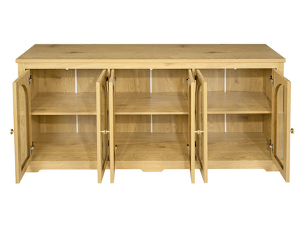 Modern Arched Glass Sideboard With 6 Doors, Buffet Cabinet With Storage And Adjustable Shelves