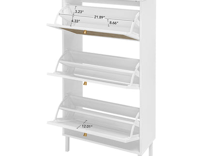 Modern Rattan 3 Door Shoe Rack Cabinet For Entryway