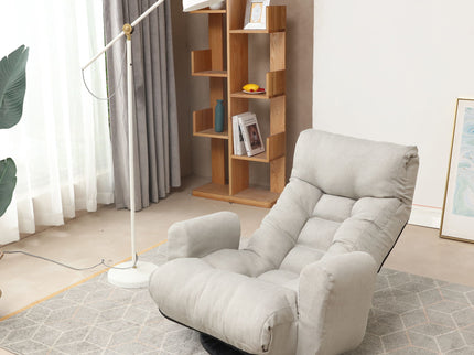 Modern With Metal Frame Swivel Game Lounge Chair With Adjustable Headrest And Waist Support, 360 Degree Rotatable Leisure Chair For Living Room - Gray