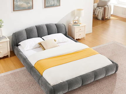 Upholstered Platform Bed Frame, Low Profile Floor Bed, No Box Spring Required