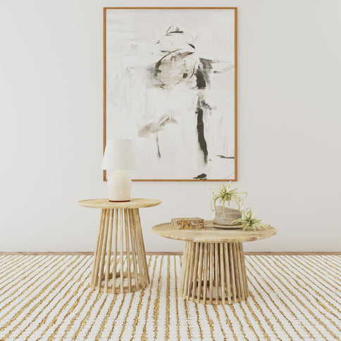 Diana - 2 Piece Round Coffee And End Table Set - Natural