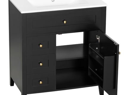 Modern Bathroom Vanity With Sink, 3 Drawers And Adjustable Shelf