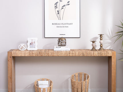 Console Table, Handwoven Top - Antique Natural / Natural