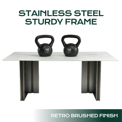 Rectangular Dining Table - Gray / White