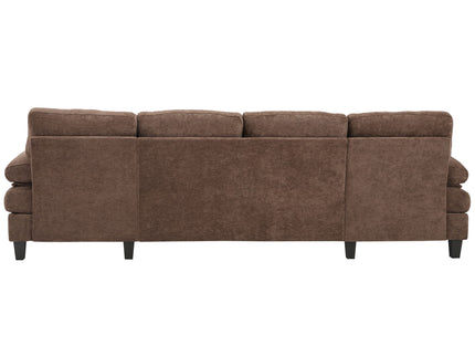 U-Shaped Sectional Sofa 103.5" Fabric Couch With Dual Chaise Lounges, Storage Pockets, Armrest Pillows