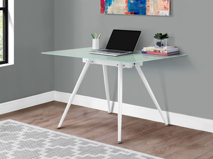 Computer Desk For Home Office, Laptop, Tempered Glass, Contemporary & Modern - White
