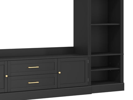 Elegant Entertainment Center Wall Unit With Bookshelves